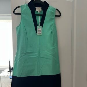 Sleeveless Mint and Navy Dress
